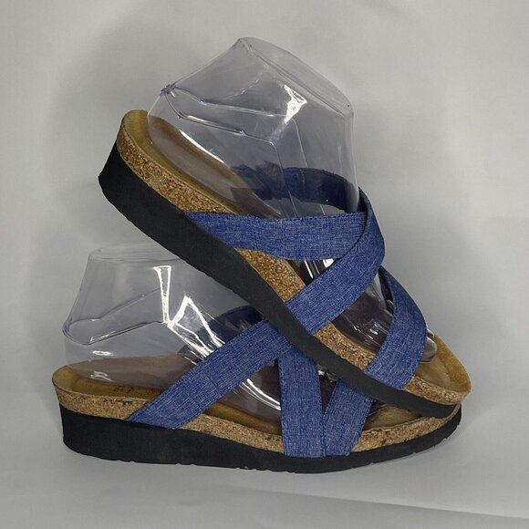 Naot Naomi Womens sz 9 EU 40 Blue Stretch Slip On Sandals Shoes Made in Israel - Picture 6 of 9
